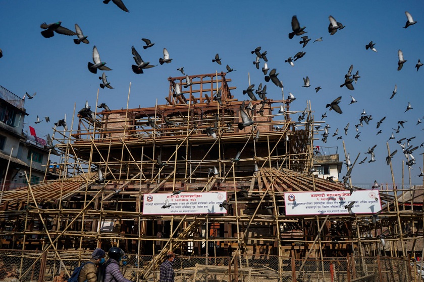 भूकम्पबाट क्षतिग्रस्त भएको काष्ठमण्डप पुनःनिर्माणको काम अन्तिम चरणमा