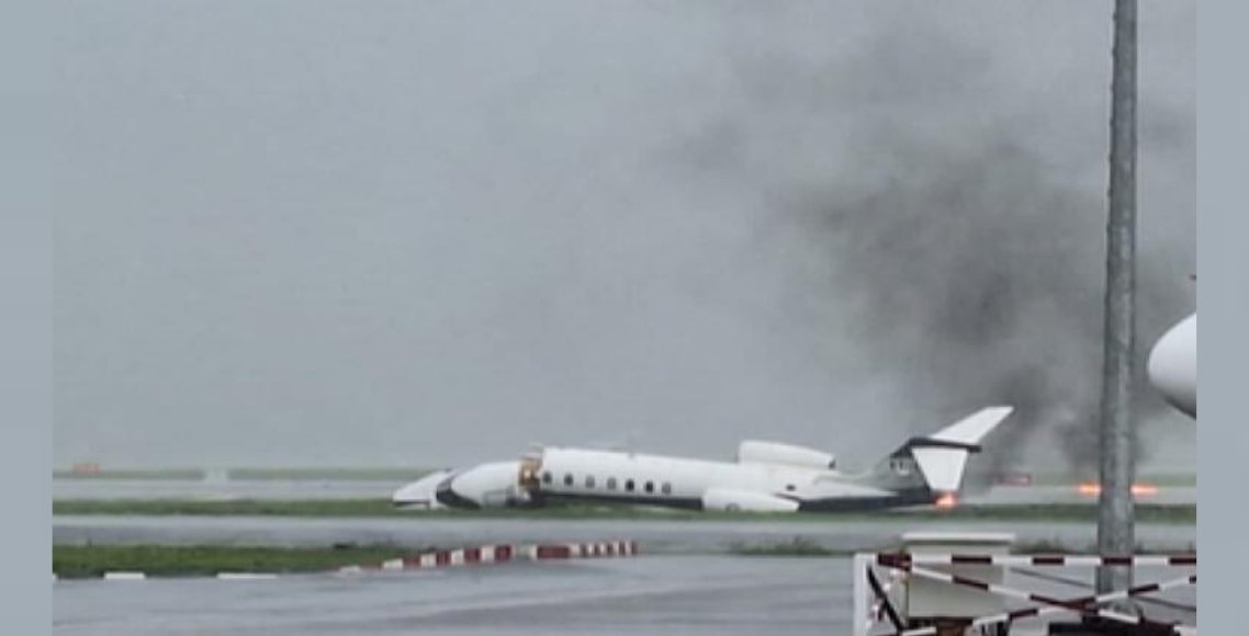 मुम्बईमा धावनमार्गबाट चिप्लिँदा ८ जना सवार विमान भयो दुर्घटना