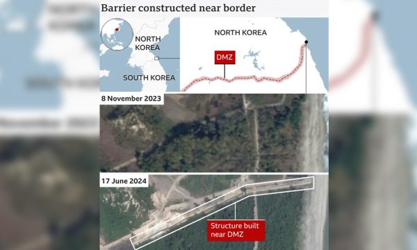 दक्षिण कोरियासँगको सीमामा पर्खाल लगाउँदै उत्तर कोरिया
